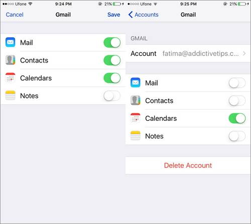 Тут ми просто хочемо синхронізувати календар Google з iPhone, тому відсуньте інші додатки, щоб вимкнути